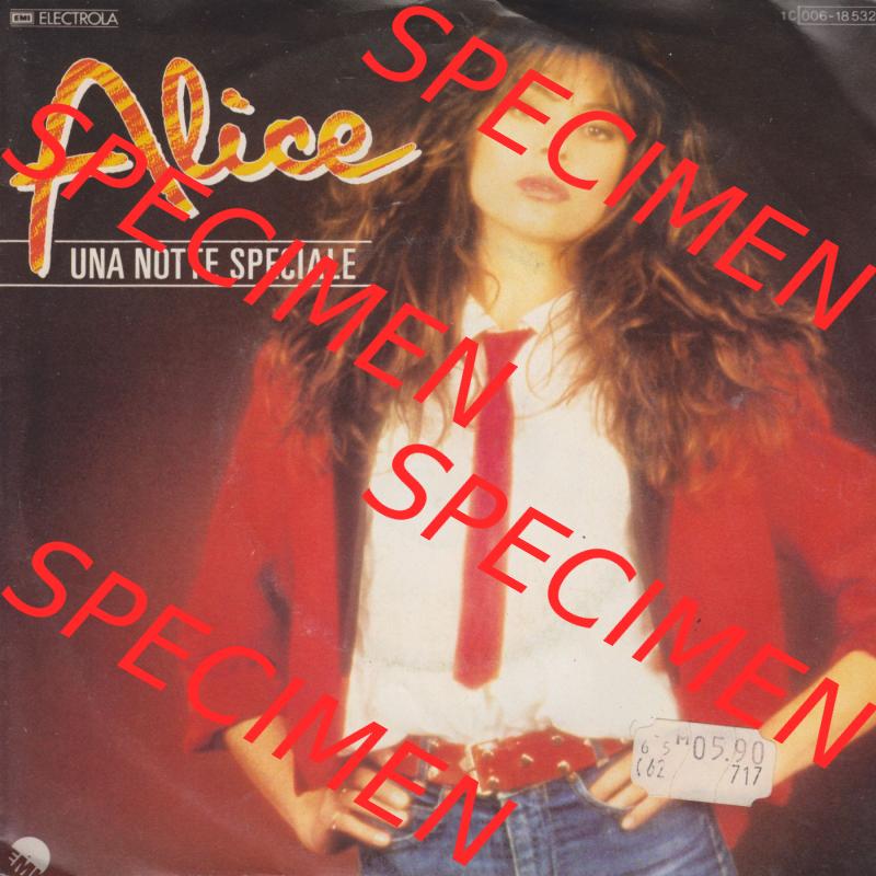 Schallplatten EMI Electrola 1981, Alice mit Una Notte Speciale und Senza Cornice. Vorderseite der Schallplatte aus privater Sammlung, verwalte deine Schallplatten-Sammlung durch einfachen... Sammlung