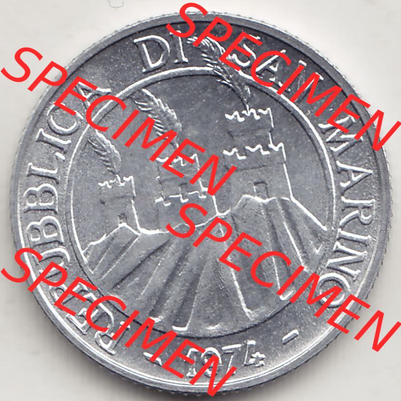 Aus offiziellen Münzensatz / KMS 1974 San Marino vor Euro 1974-1974, 2 Lire, L.2 MINGUZZI MONASSI INC. (1) Sammlung