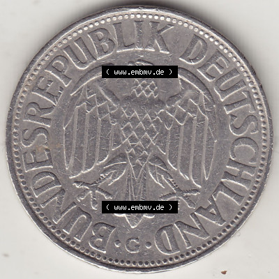 BRD Münzen 1 DM, Umlaufmünze 1950-2001, 1 DM Deutsche Mark, 1954 G-1. Vorderseite der Münze aus Deutschland Sammlung