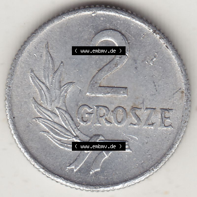 Münzen Republik Polen Eurovorläufer, Umlaufmünze 1949-1949, 2 Grosze, Groschen, Aluminium 1949. Wert-Angabe auf 1949er Jahrgang... Sammlung