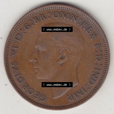 Münzen Großbritannien Eurovorläufer, Umlaufmünze vor Euroeinführung 1937-1948. 1 One Penny 1946-1, George VI, GEORGIVS VI DGBROMNREX FDINDIMP.... Sammlung