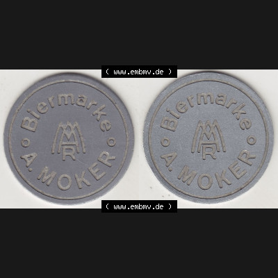 Alte Biermarken Allgemein Biermarke A. Moker. Vorderseite und Rückseite auf einen digitalen Bild einer Biermarke. Das digitale Bild der Biermarke dürfen private Sammler für... Sammlung