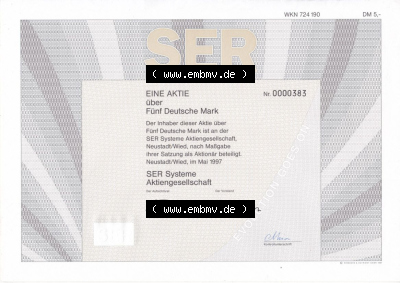 Alte Wertpapiere Bundesrepublik Deutschland in Deutsche Mark 1997, 5 DM, Fünf Deutsche Mark, SER Systeme Aktie (2) Sammlung