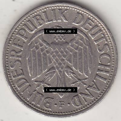 BRD Münzen 1 DM, Umlaufmünze 1950-2001, 1 DM Deutsche Mark, 1950 F-1. Vorderseite der Münze aus Deutschland Sammlung