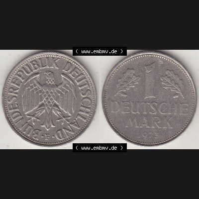 BRD Münzen 1 DM, Umlaufmünze 1950-2001, 1 DM Deutsche Mark, 1973 F-2 (3) Sammlung