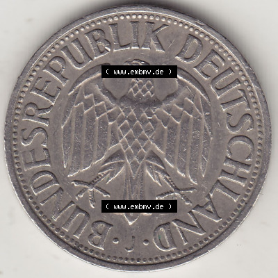 BRD Münzen 1 DM, Umlaufmünze 1950-2001, 1 DM Deutsche Mark, 1967 J-1. Vorderseite der Münze aus Deutschland Sammlung