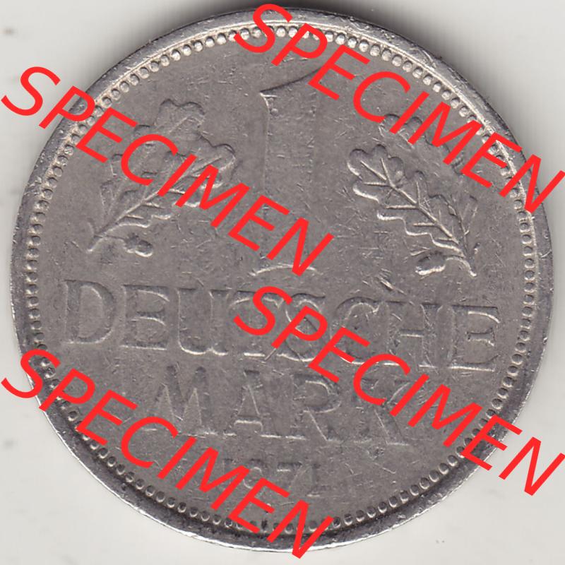 BRD Münzen 1 DM, Umlaufmünze 1950-2001, 1 DM Deutsche Mark, 1971 D-1. Rückseite der Münze aus Deutschland Sammlung