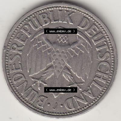 BRD Münzen 1 DM, Umlaufmünze 1950-2001, 1 DM Deutsche Mark, 1950 J-4. Vorderseite der Münze aus Deutschland Sammlung