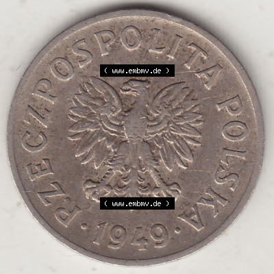 Münzen Republik Polen Eurovorläufer, Umlaufmünze 1949-1949, 20 Groszy, Groschen, Kupfernickel-Legierung 1949. Einziger Jahrgang... Sammlung