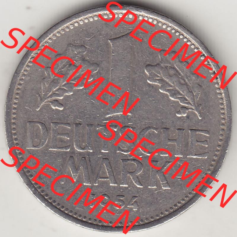 BRD Münzen 1 DM, Umlaufmünze 1950-2001, 1 DM Deutsche Mark, 1954 G-2. Rückseite der Münze aus Deutschland Sammlung