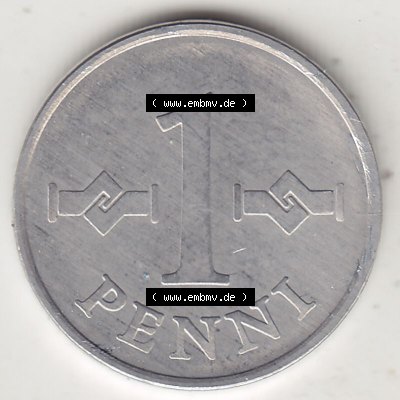 Münzen Finnland / SUOMI Eurovorläufer, Umlaufmünze vor Euroeinführung 1978-1978, Stempelglanz 1969-1979, 1 Penny, 1978-1. Rückseite einer Münze... Sammlung