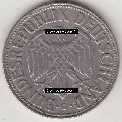 BRD Münzen 1 DM, Umlaufmünze 1950-2001, 1 DM Deutsche Mark, 1954 G-3. Vorderseite der Münze aus Deutschland Sammlung