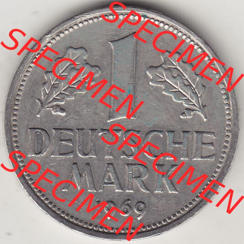 BRD Münzen 1 DM, Umlaufmünze 1950-2001, 1 DM Deutsche Mark, 1969 D-1. Rückseite der Münze aus Deutschland Sammlung