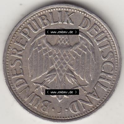 BRD Münzen 1 DM, Umlaufmünze 1950-2001, 1 DM Deutsche Mark, 1971 J-1. Vorderseite der Münze aus Deutschland Sammlung