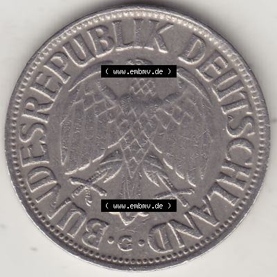 BRD Münzen 1 DM, Umlaufmünze 1950-2001, 1 DM Deutsche Mark, 1966 G-1. Vorderseite der Münze aus Deutschland Sammlung