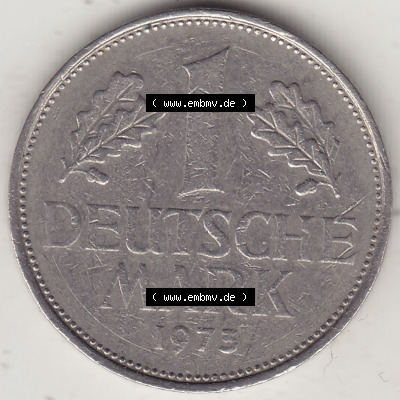 BRD Münzen 1 DM, Umlaufmünze 1950-2001, 1 DM Deutsche Mark, 1973 D-1 (2) Sammlung