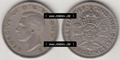 Alte Münzen Großbritannien Eurovorläufer, Umlaufmünze vor Euroeinführung 1947-1948, 2 Schilling-Florin, Two Shillings, 1948... Sammlung