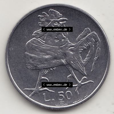 Aus offiziellen Münzensatz / KMS 1974 San Marino vor Euro 1974-1974, 50 Lire, L.50 MINGUZZI MONASSI INC. (2) Sammlung