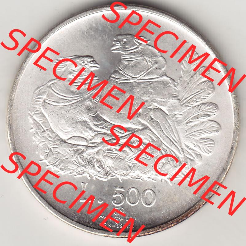 Aus offiziellen Münzensatz / KMS 1974 San Marino vor Euro 1974-1974, 50 Lire Silbermünze, L.500 MINGUZZI MONASSI INC. (2) Sammlung