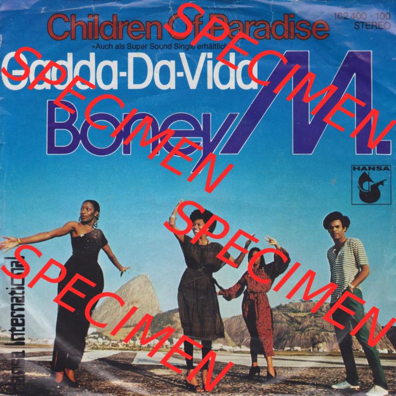 Schallplatten Hansa International 1980, Boney M. mit Children Of Paradise und Gadda-Da-Vida. Vorderseite der Schallplatte aus privater Sammlung, verwalte deine Schallplatten-Sammlung... Sammlung