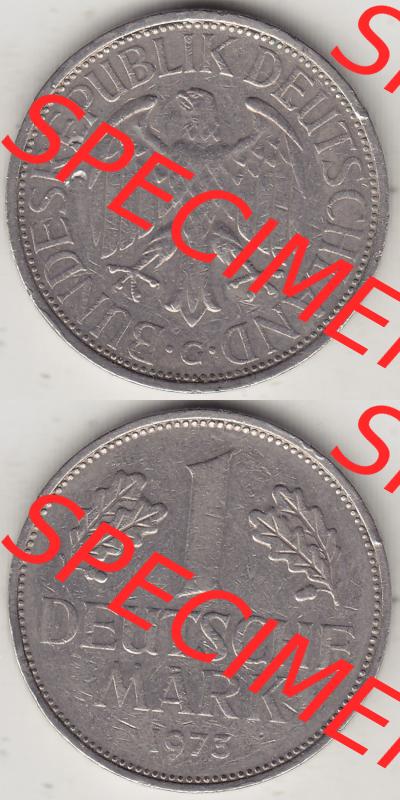 BRD Münzen 1 DM, Umlaufmünze 1950-2001, 1 DM Deutsche Mark, 1973 G-1 (4) Sammlung