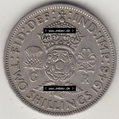Alte Münzen Großbritannien Eurovorläufer, Umlaufmünze vor Euroeinführung 1947-1948, 2 Schilling-Florin, Two Shillings, 1948... Sammlung