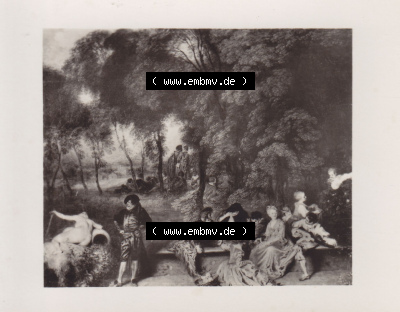 Alte Fotos von Gemälden "Alte Meister"-Galerie Dresden 1972, Antoine Watteau Gesellige Unterhaltung im Freien. Alter und echter... Sammlung