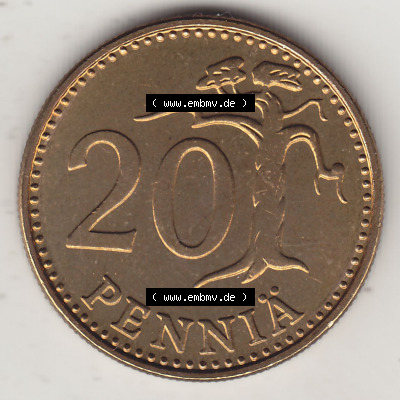 Münzen Finnland / SUOMI Eurovorläufer, Umlaufmünze vor Euroeinführung 1963-1990, 20 Penny Penniä 1976, SUOMEN TASAVALTA (2) Sammlung