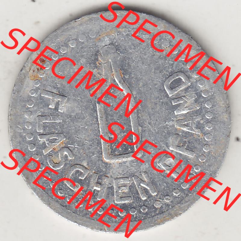 Alte Wertmarken Allgemein Flaschenpfand E-Werk. Vorderseite einer Wertmarke. Das digitale Bild der Wertmarke dürfen private Sammler für sich und der Nutzung auf der eigenen Webseite... Sammlung