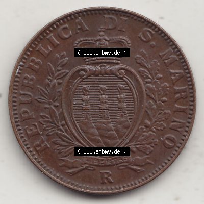 Bildmaterial Münzen aus San Marino vor 1950, 1935-1938, 5 Centesimi, Cent-Wert 1937-1, LIBERTAS REPUBBLICA DI S. MARINO, 5 CENTESIMI (1) Sammlung