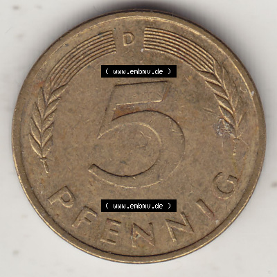 Münzen Deutschland 5 Pfennig-Deutsche Mark 1950-2001, 5 Pfennig, 1990 D-1 (2) Sammlung