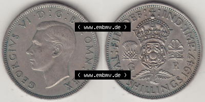 Alte Münzen Großbritannien Eurovorläufer, Umlaufmünze vor Euroeinführung 1947-1948, 2 Schilling-Florin, Two Shillings, 1947... Sammlung
