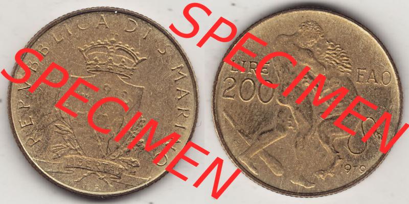 Aus offiziellen Münzensatz / KMS 1979 San Marino vor Euro 1979-1979, 200 Lire, L.200, J. V. LIBERTAS REPVBBLICA DI S. MARINO, 1979 L.200... Sammlung