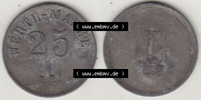 Alte Wertmarken Allgemein Werth-Marke 25. Vorderseite und Rückseite auf einen digitalen Bild einer Wertmarke. Das digitale Bild... Sammlung