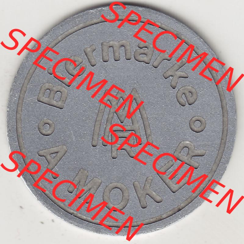Alte Biermarken Allgemein Biermarke A. Moker. Rückseite einer Biermarke. Das digitale Bild der Biermarke dürfen private Sammler für sich und der Nutzung auf der eigenen... Sammlung
