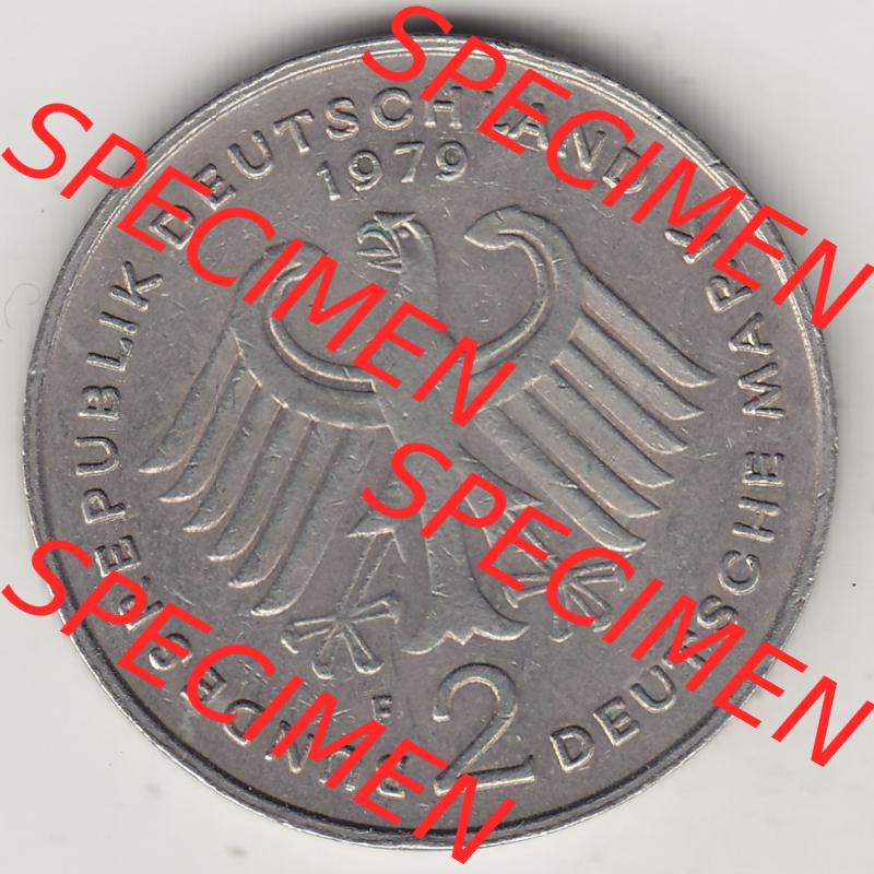 BRD Münzen 2 DM Gedenkmünze 1969-1987, 2 DM, Deutsche Mark Konrad Adenauer 1979-1 F. Vorderseite der Münze aus Deutschland Sammlung