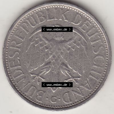 BRD Münzen 1 DM, Umlaufmünze 1950-2001, 1 DM Deutsche Mark, 1972 G-2. Vorderseite der Münze aus Deutschland Sammlung