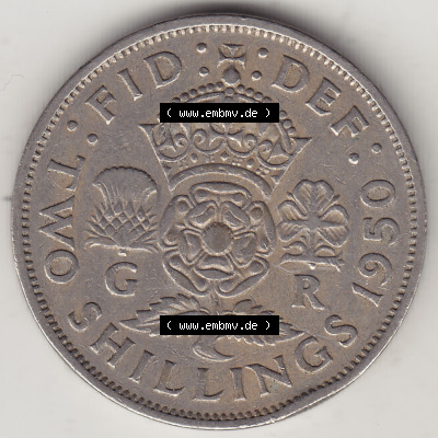 Alte Münzen Großbritannien Eurovorläufer, Umlaufmünze vor Euroeinführung 1949-1951, 2 Schilling, Shillings (Florin) 1950... Sammlung