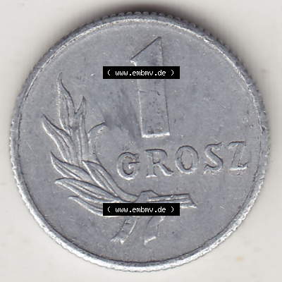 Münzen Republik Polen Eurovorläufer, Umlaufmünze 1949-1949, 1 Grosz, Groschen, Aluminium 1949. Wert-Angabe auf 1949er Jahrgang... Sammlung