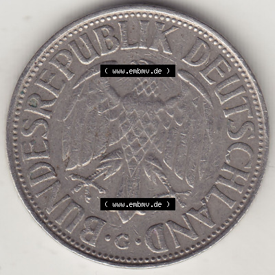 BRD Münzen 1 DM, Umlaufmünze 1950-2001, 1 DM Deutsche Mark, 1963 G-1. Vorderseite der Münze aus Deutschland Sammlung