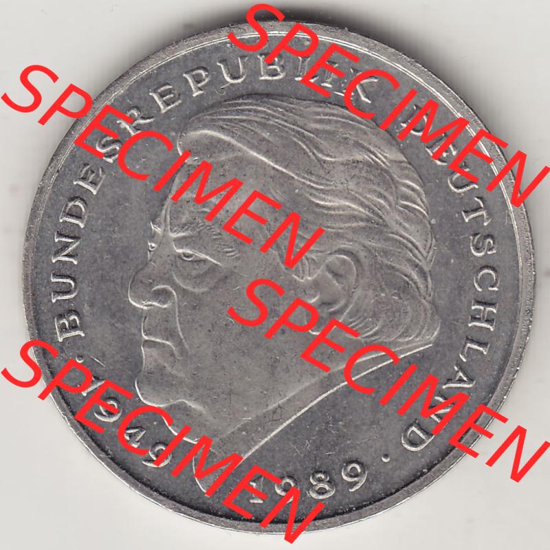BRD Münzen 2 DM Gedenkmünze 1990-2001, 2 DM, Deutsche Mark Franz Josef Strauß 1994 F-1. Rückseite der Münze aus Deutschland Sammlung