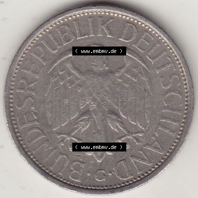 BRD Münzen 1 DM, Umlaufmünze 1950-2001, 1 DM Deutsche Mark, 1972 G-1. Vorderseite der Münze aus Deutschland Sammlung