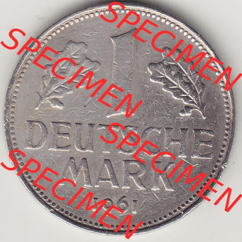 BRD Münzen 1 DM, Umlaufmünze 1950-2001, 1 DM Deutsche Mark, 1961 G-1. Rückseite der Münze aus Deutschland Sammlung