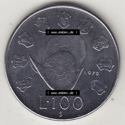 Aus offiziellen Münzensatz / KMS 1979 San Marino vor Euro 1979-1979, 100 Lire, J.P. LIBERTAS REPVBBLICA DI S. MARINO L.100 (2) Sammlung
