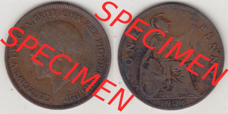 Münzen Großbritannien Eurovorläufer, Umlaufmünze vor Euroeinführung 1928-1936, 1 One Penny, 1936-2, George V. BM GEORGIVS V DEI GRABRITTOMNREX FIDDEFINDIMP.... Sammlung