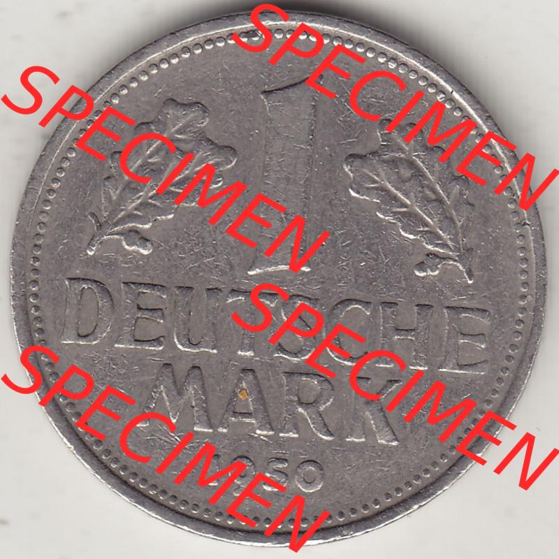 BRD Münzen 1 DM, Umlaufmünze 1950-2001, 1 DM Deutsche Mark, 1950 G-2. Rückseite der Münze aus Deutschland Sammlung