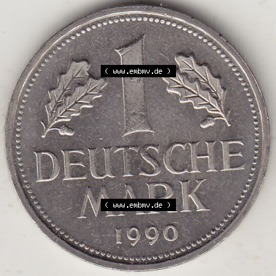 BRD Münzen 1 DM, Umlaufmünze 1990-2001, 1 Deutsche Mark 1990 A-2 (2) Sammlung