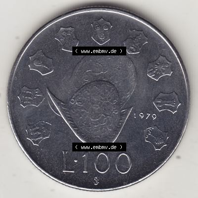 Aus offiziellen Münzensatz / KMS 1979 San Marino vor Euro 1979-1979, 100 Lire, J.P. LIBERTAS REPVBBLICA DI S. MARINO L.100 (2) Sammlung