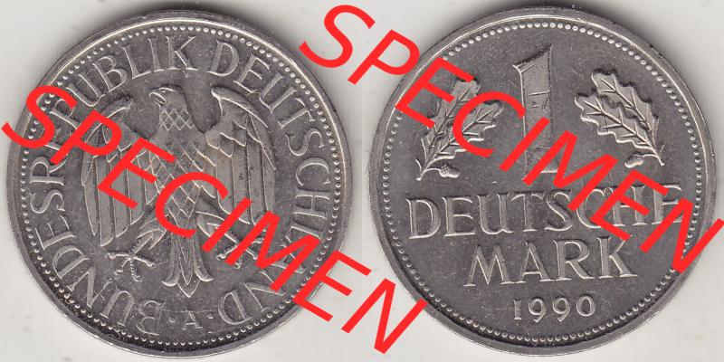 BRD Münzen 1 DM, Umlaufmünze 1990-2001, 1 Deutsche Mark 1990 A-2 (3) Sammlung