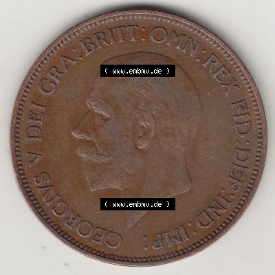 Alte Münzen Großbritannien Eurovorläufer, Umlaufmünze vor Euroeinführung 1928-1936, 1 Penny, ONE PENNY, 1935-1, BM GEORGIVS V DEI GRA BRITT OMN REX... Sammlung